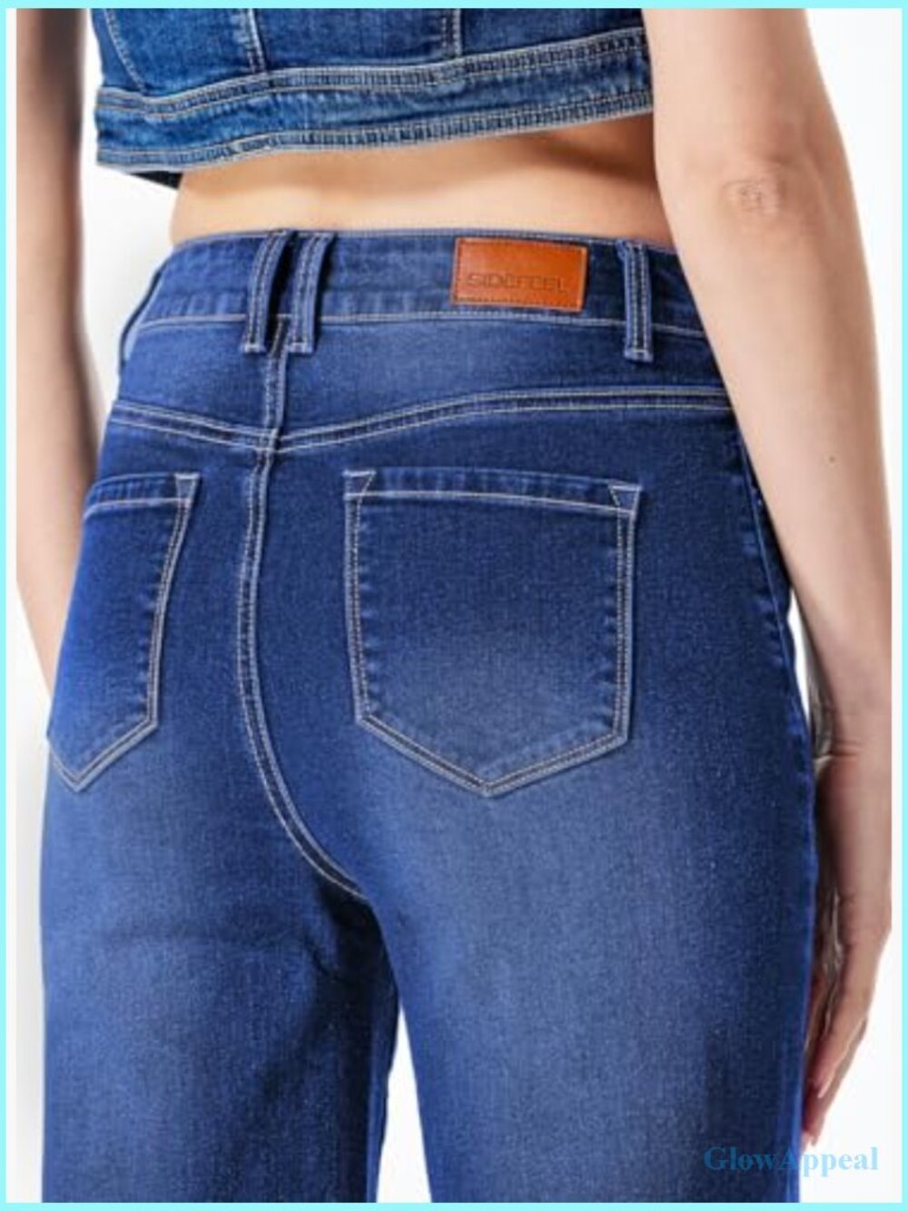 High Waisted Wide Leg Jeans with Pockets Casual Straight Denim Pants - Picture 6 of 7